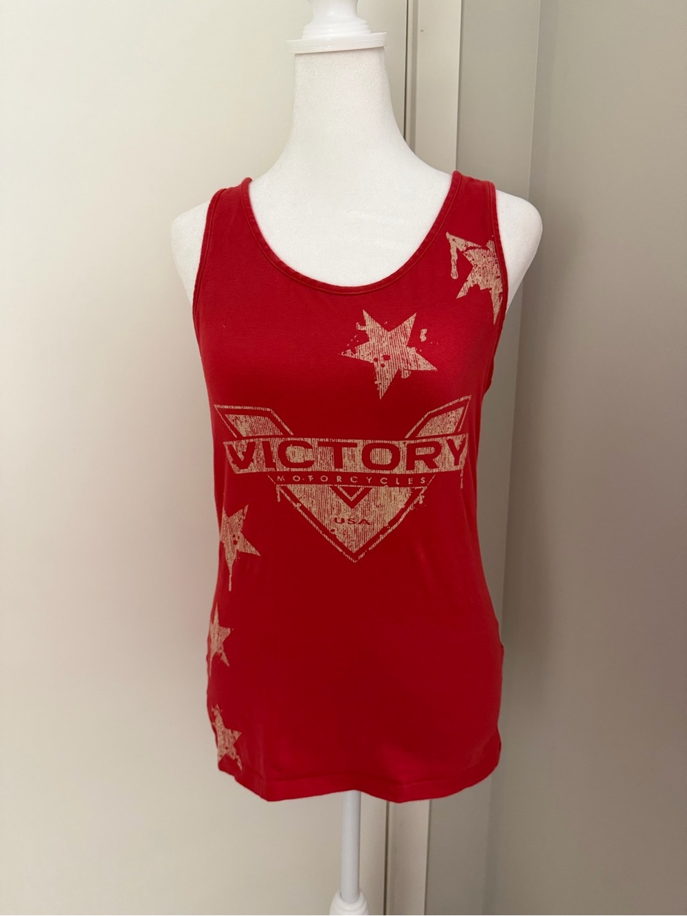 Victory Motorcycles Star Graphic Red Scoop Neck Tank Top